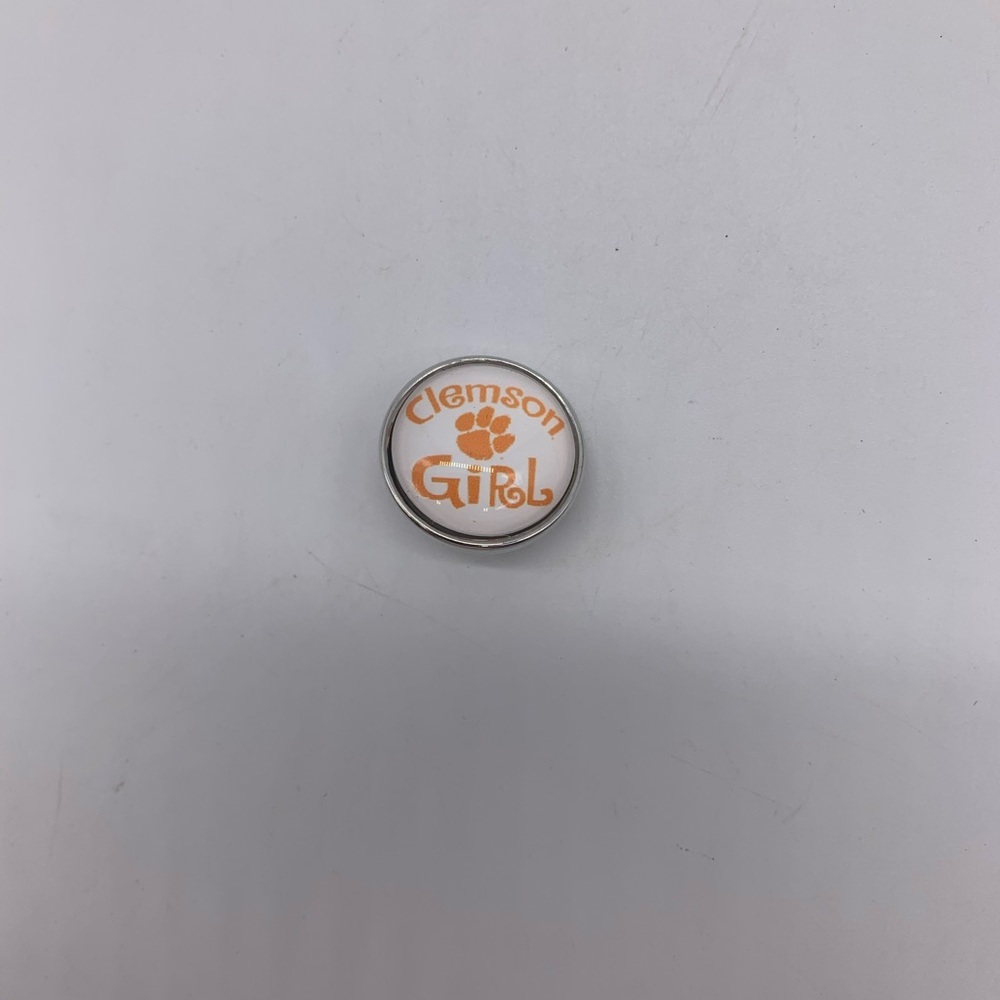 Clemson “Girl” Tigers Paw Print Football Button/Charm/Ginger Snaps Jewelry 20mm